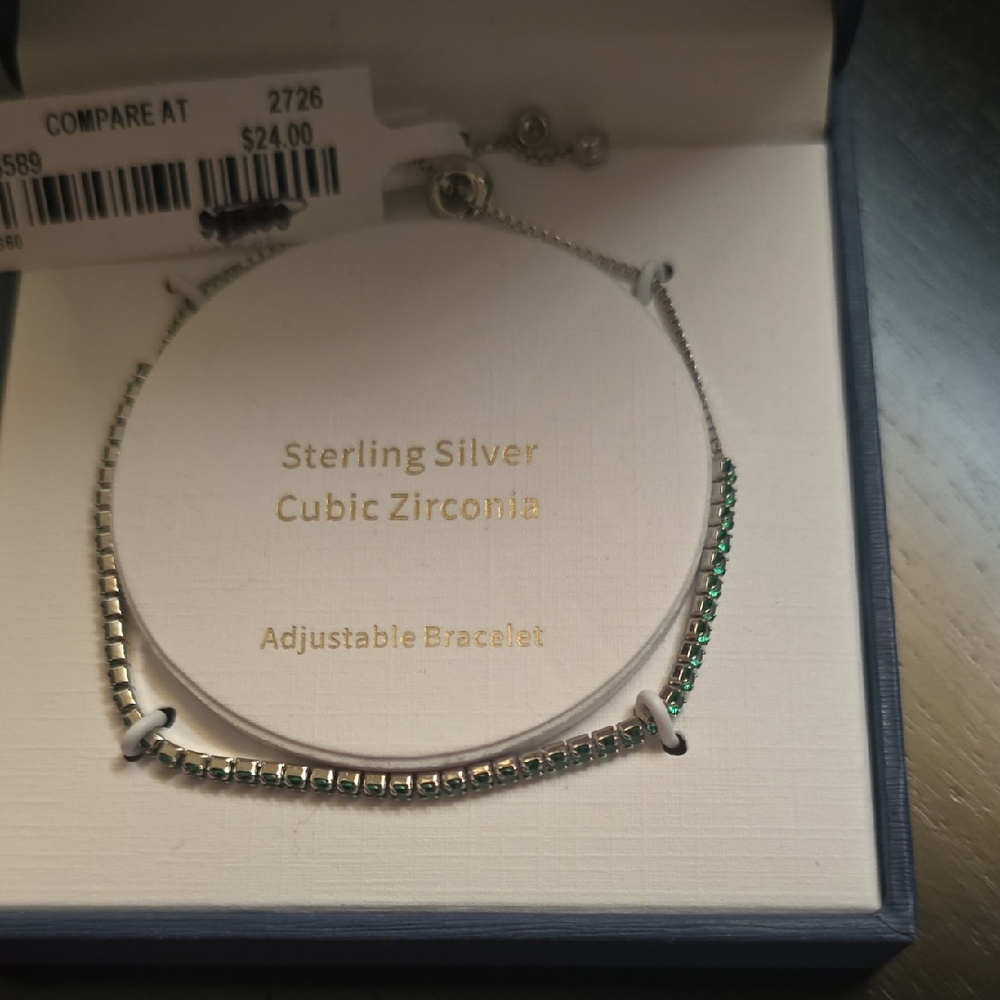 Rachel Zoe Silver Bracelet with Green Accents